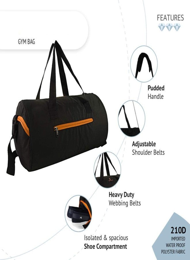 Rainox Gym Duffel Bag | Shoulder Gym Bags | Sports and Travel Bag Zipper Bags for Multipurpose with Side & Middle Pockets for Men, Women (Orange) - Image 5